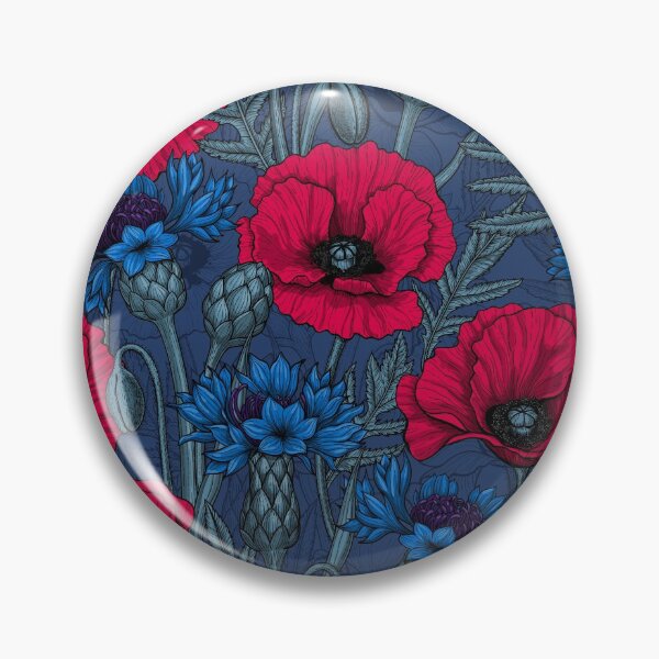Item preview, Red poppies and blue cornflowers on blue designed and sold by Katerina Mitkova Kirilova.