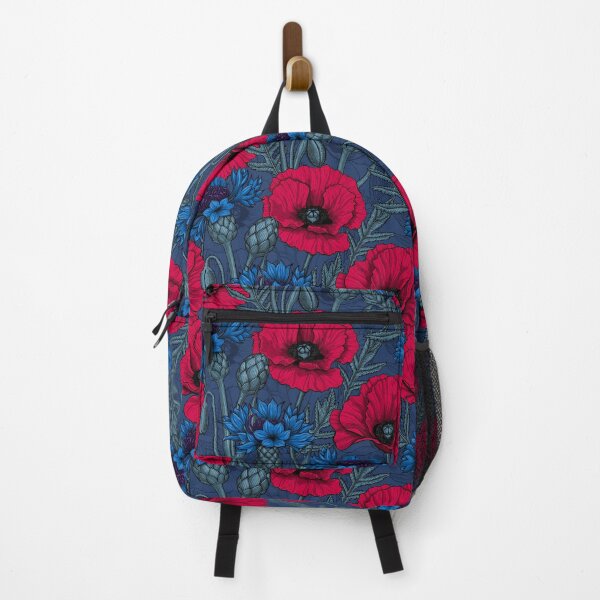 Item preview, Red poppies and blue cornflowers on blue designed and sold by Katerina Mitkova Kirilova.