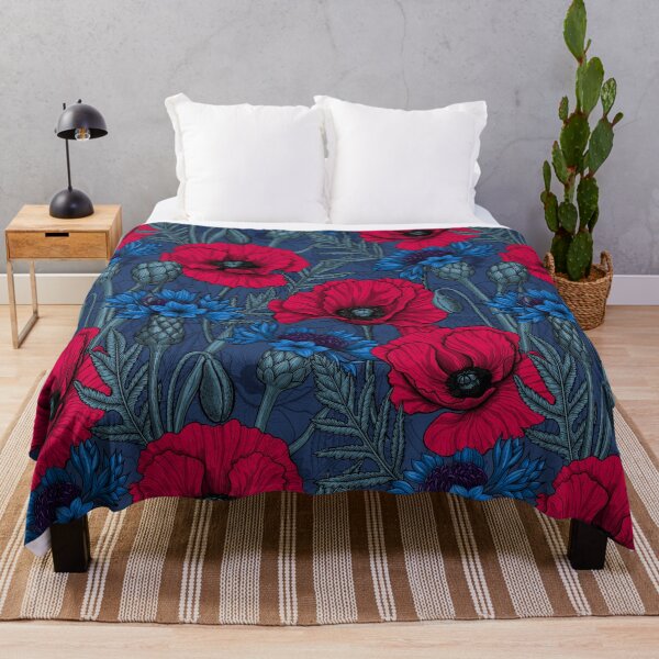 Item preview, Red poppies and blue cornflowers on blue designed and sold by Katerina Mitkova Kirilova.