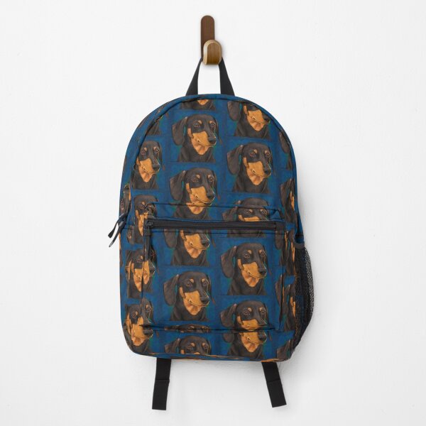 Item preview, Black and Gold Dachshund Portrait on Blue designed and sold by ibadishi.