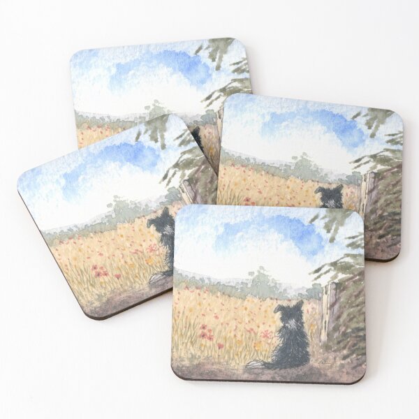 Item preview, A Border collie dog meditates on a summer field designed and sold by SusanAlisonArt.