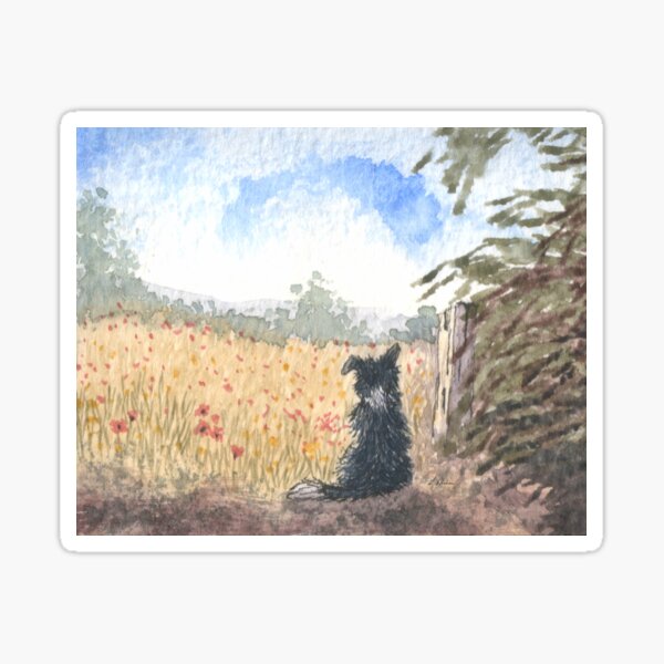 Item preview, A Border collie dog meditates on a summer field designed and sold by SusanAlisonArt.