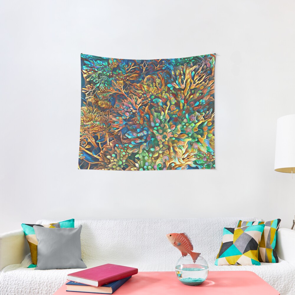 Fantasy floral abstract digital painting Tapestry