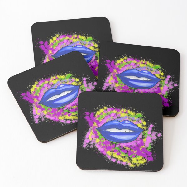 Item preview, Sexy Blue Plump Lips with Art paint splat designed and sold by SilverSquirrels.