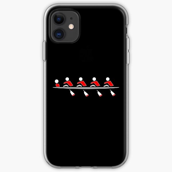 Rowing - 4+, red & black, dark background iPhone Soft Case
