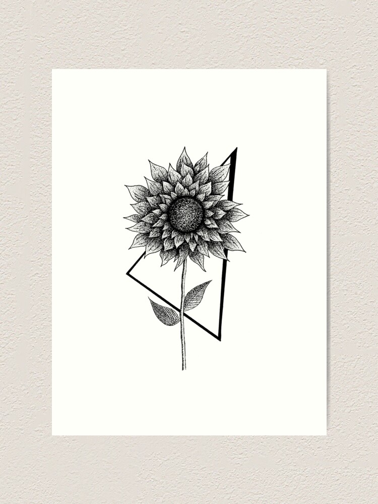Sunflower vector illustration Tattoo Line art SVG EPS By OlyaGuyArt   TheHungryJPEG