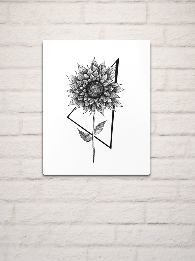 Sunflower, dotwork flower, tattoo design 