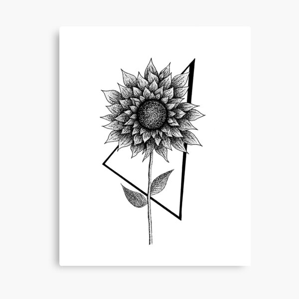 Lienzo «Girasol, flor dotwork y diseño de tatuajes» de VasilisLam |  Redbubble