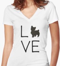 Yorkie Love Women's Fitted V-Neck T-Shirt