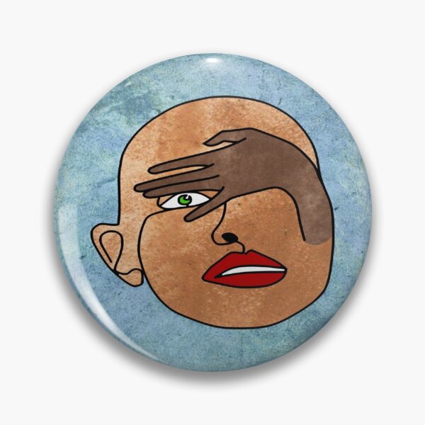 Item preview, Dark abstract peekaboo face on a turquoise background. decorating, interiors designed and sold by jayne0524.