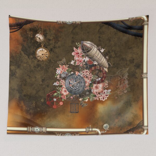 Item preview, Steampunk design with clocks, gears and flowers designed and sold by nicky2342.