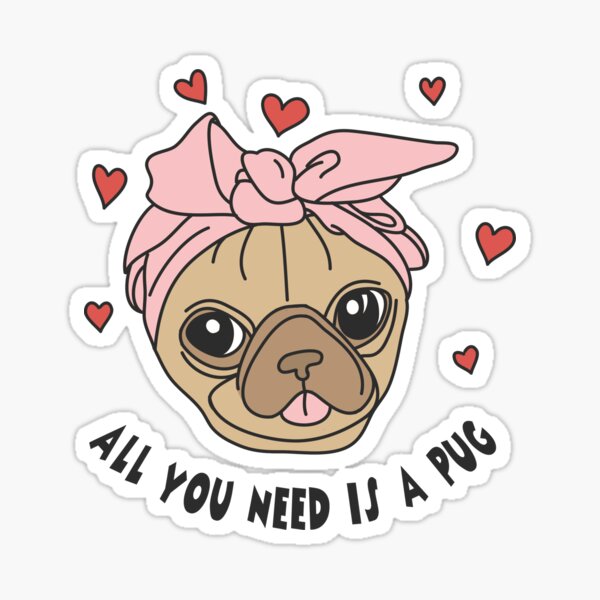 Vista previa del artículo con la obra «Todo lo que necesitas es un Pug», diseñado y vendido por wazoosi.