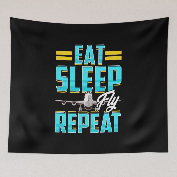 Item preview, Eat Sleep Fly Repeat Airplane Pilot Aviation Pun designed and sold by perfectpresents.