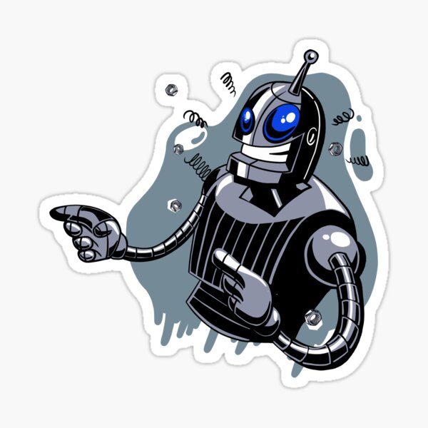 Funny Robot Character  Sticker
