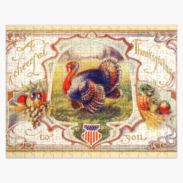 Vintage Happy Thanksgiving Turkey Jigsaw Puzzle