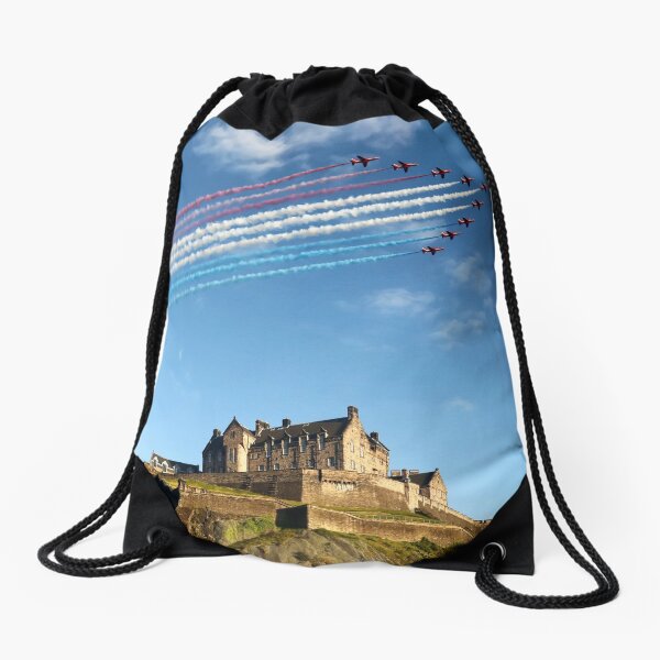Red Arrows over Edinburgh Drawstring Bag