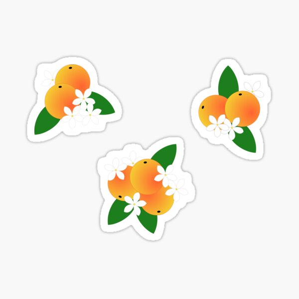 Orange Blossom Pop Art Green Sticker