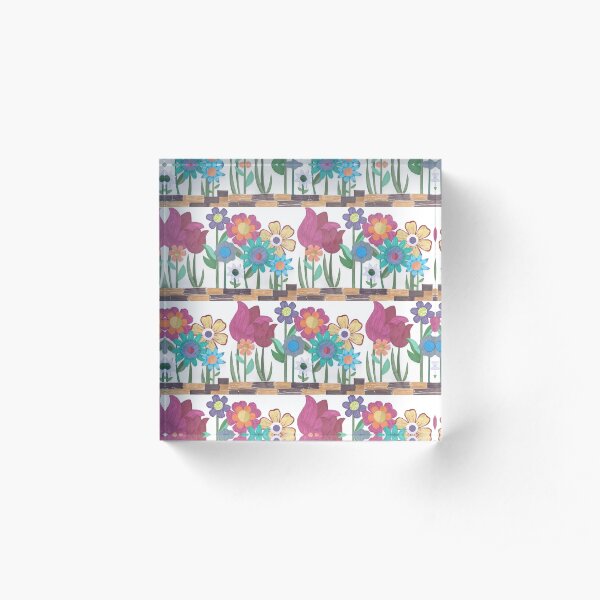 Floral Collage Acrylic Block