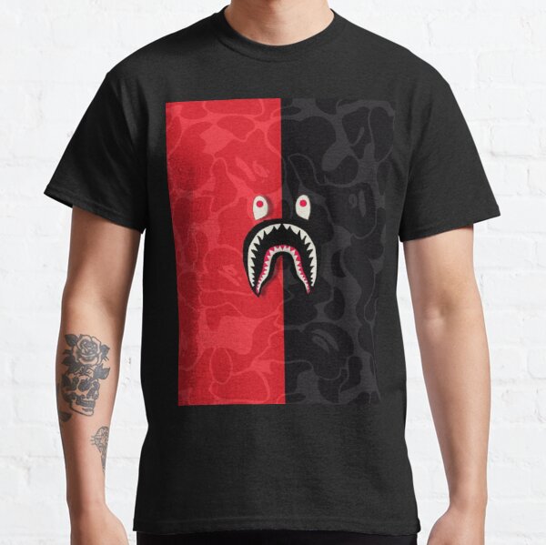 Black Bape T Shirts Redbubble - bape red and black camo roblox