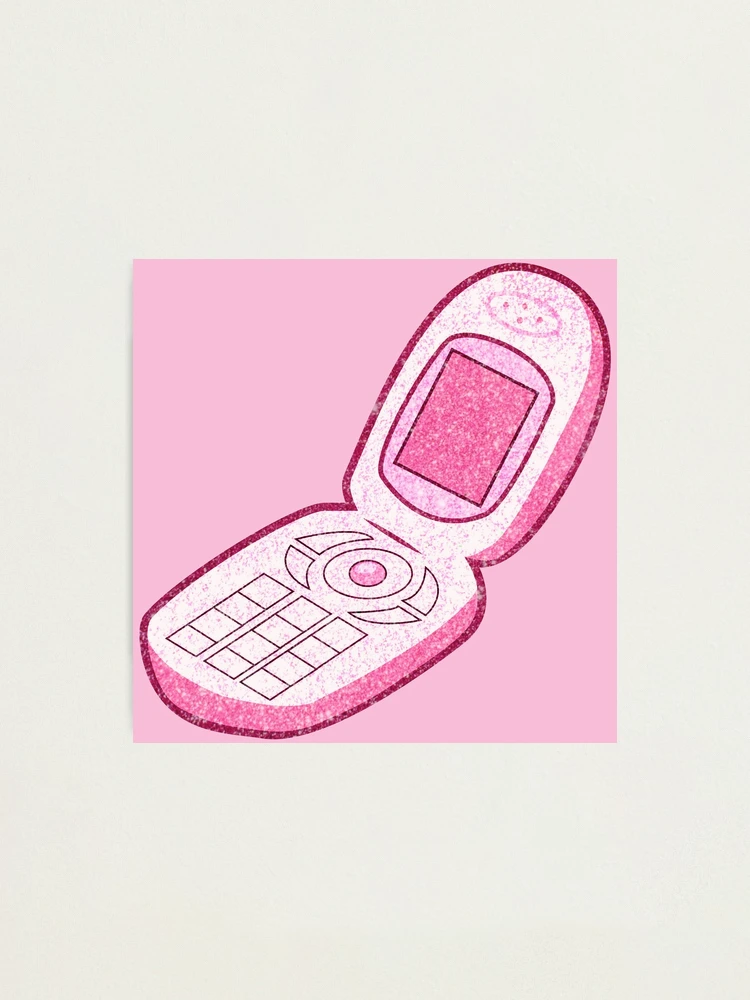 Y2K Flip Phone Pink Sparkly Photographic Print for Sale by