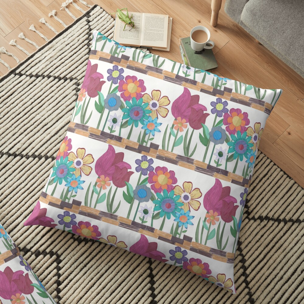Floral Collage Floor Pillow