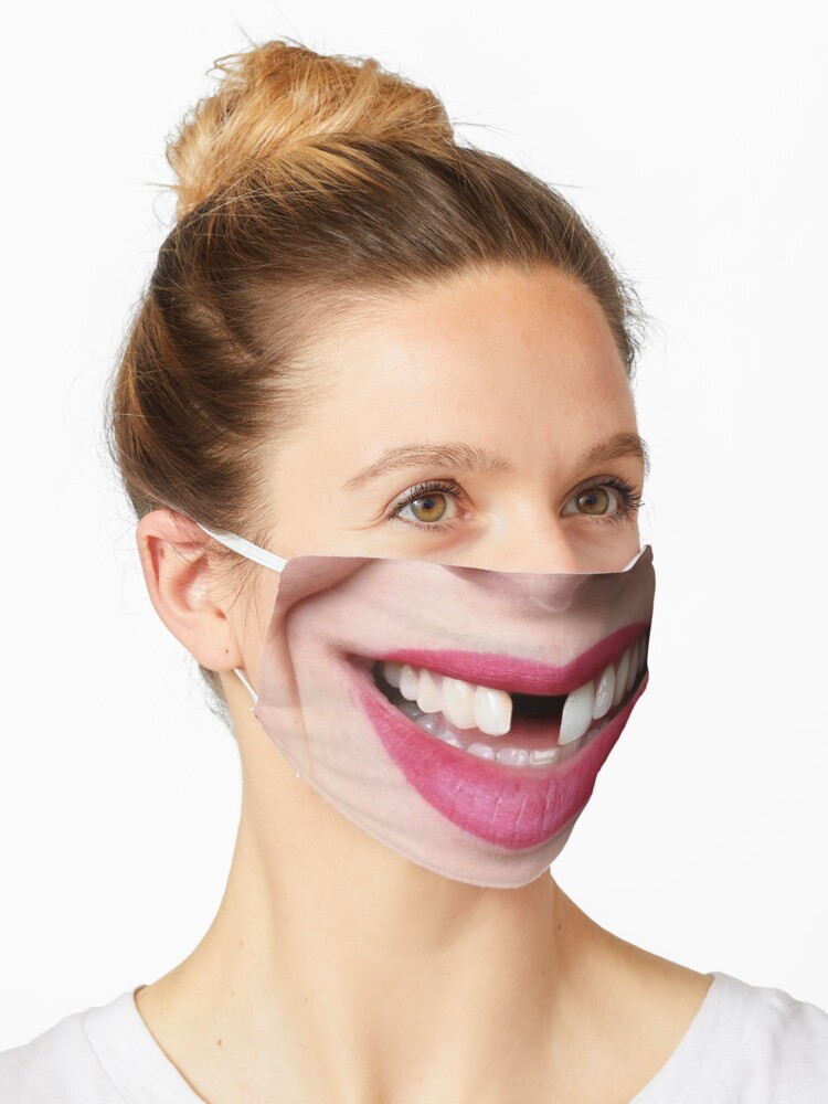 Lustige Fehlende Zahne Lacheln Gesichtsmaske Maske Von Saidzainoun Redbubble
