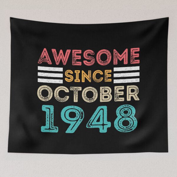 Item preview, Retro Vintage 72nd Birthday - Awesome Since October 1948 designed and sold by meedTee.