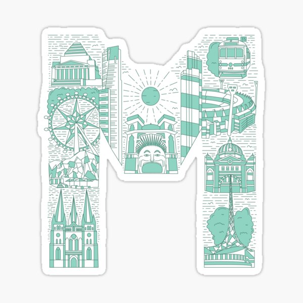 M is for Melbourne - Teal Sticker