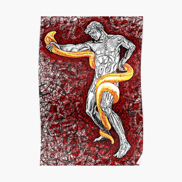 Athlete Wrestling with a Python Poster