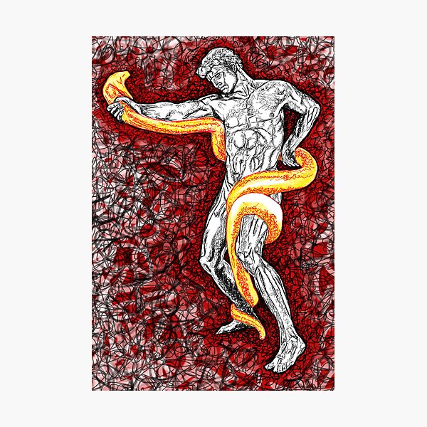 Athlete Wrestling with a Python Photographic Print