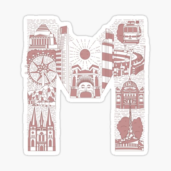 M is for Melbourne - Pink Sticker