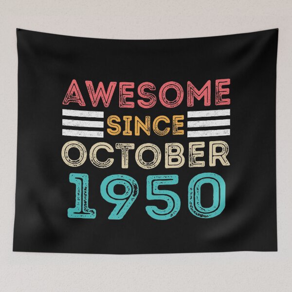 Item preview, Retro Vintage 70th Birthday - Awesome Since October 1950 designed and sold by meedTee.