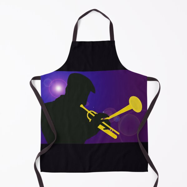 Item preview, Silhouette of a Trumpet Player on a Blue / Purple Background designed and sold by ibadishi.