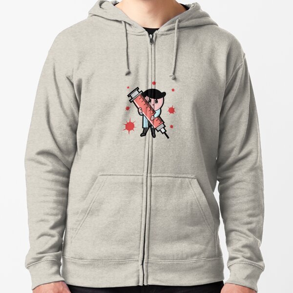 The Adorable Doctor is Holding a Needle sticker Zipped Hoodie
