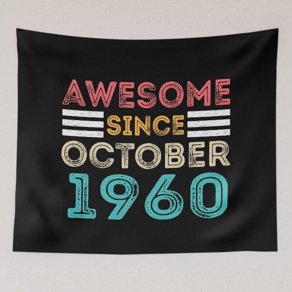 Item preview, Retro Vintage 60th Birthday - Awesome Since October 1960 designed and sold by meedTee.