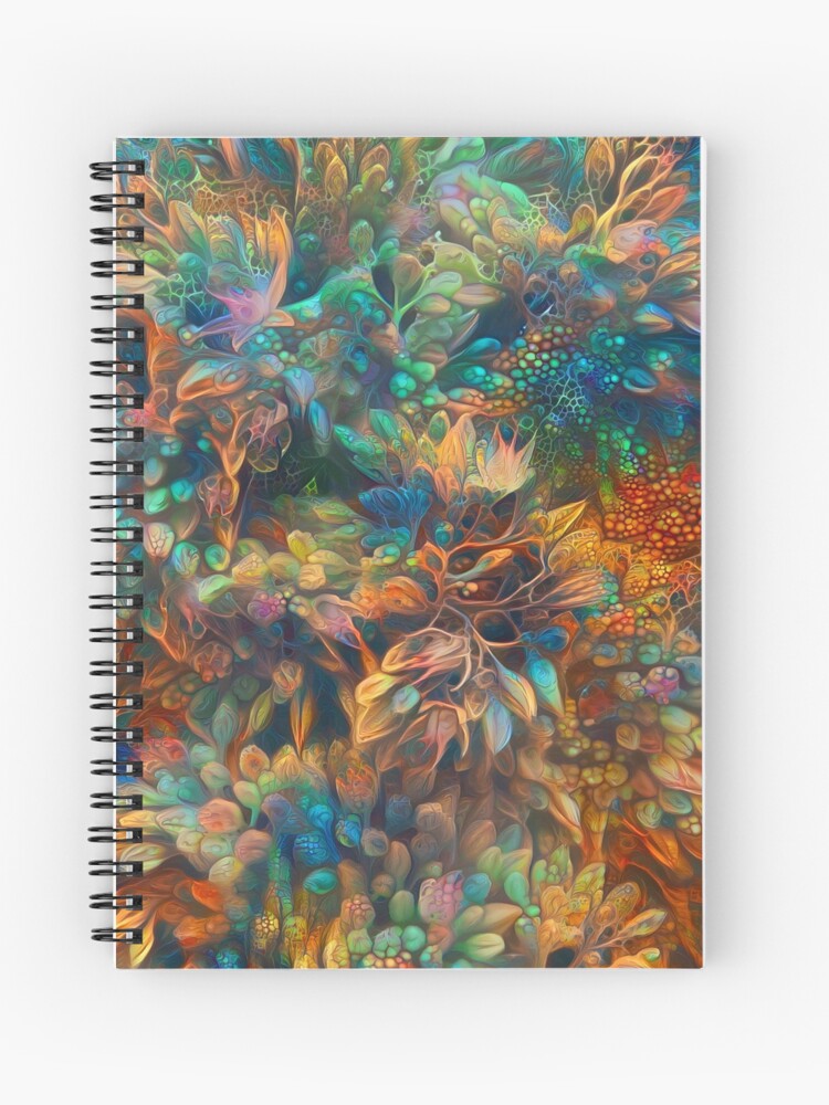 Thumbnail 1 of 3, Journal, Fantasy floral abstract digital painting designed and sold by blackhalt.