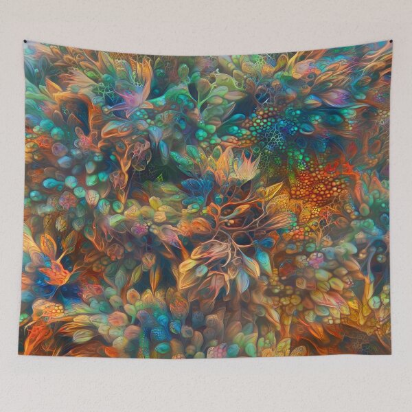 Item preview, Fantasy floral abstract digital painting designed and sold by blackhalt.