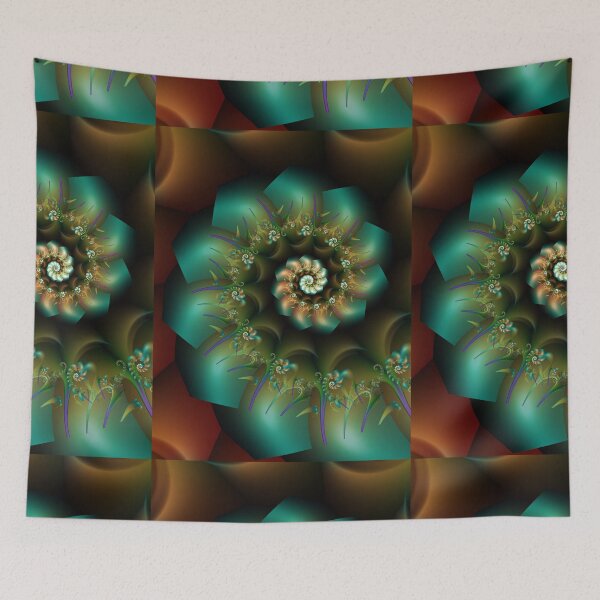 Item preview, green decorative abstract spiral designed and sold by pinkal.