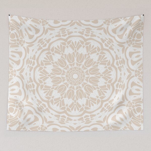 Item preview, Desert Sand and White Mandala designed and sold by Kelly Dietrich Mandala & Fractal Art.