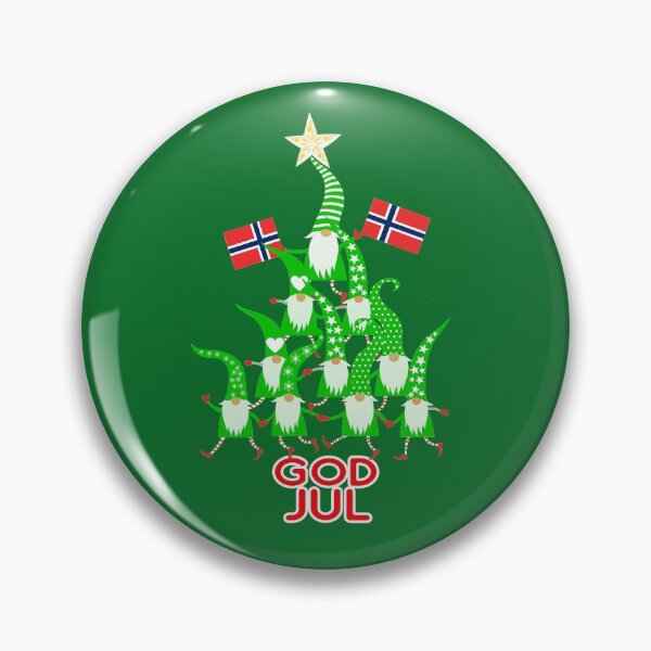 Item preview, God Jul Nordic Gnomes Christmas Tree Tomte Nisse Flags norwegian flag designed and sold by funnytshirtemp.