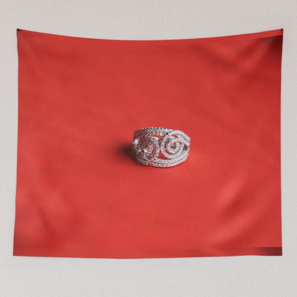 Item preview, Silver and zirconium stones fancy ring designed and sold by EstelleRossetti.