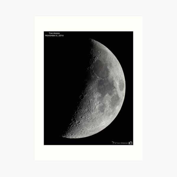 Quarter moon or half moon?  People sometimes look up and say: "Is that a half moon in the sky?"  Art Print