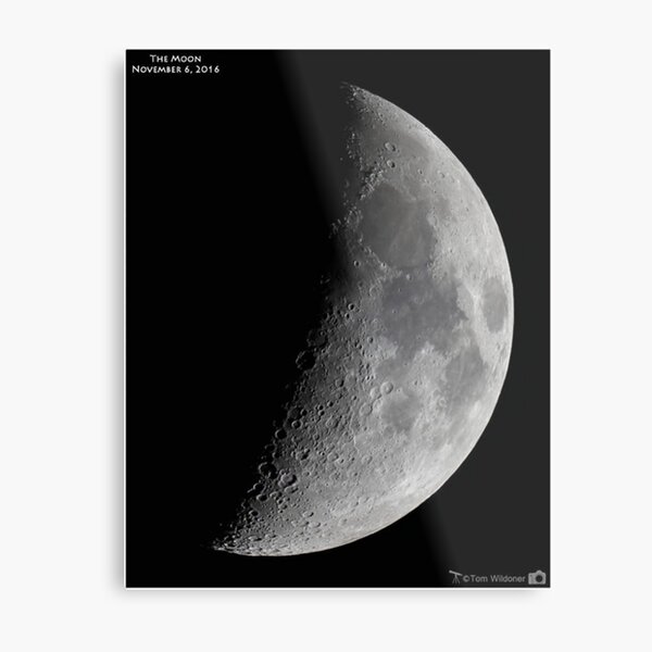 Quarter moon or half moon?  People sometimes look up and say: "Is that a half moon in the sky?"  Metal Print
