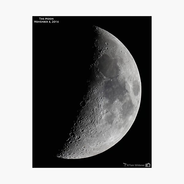 Quarter moon or half moon?  People sometimes look up and say: "Is that a half moon in the sky?"  Photographic Print