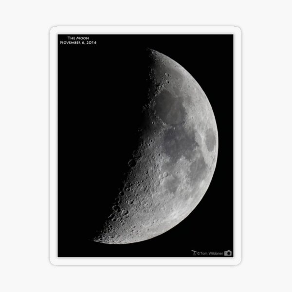Quarter moon or half moon?  People sometimes look up and say: "Is that a half moon in the sky?"  Transparent Sticker
