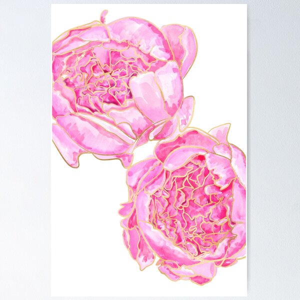 Aperçu de l'œuvre Pivoines roses et dorées, Sally créée et vendue par blursbyai.
