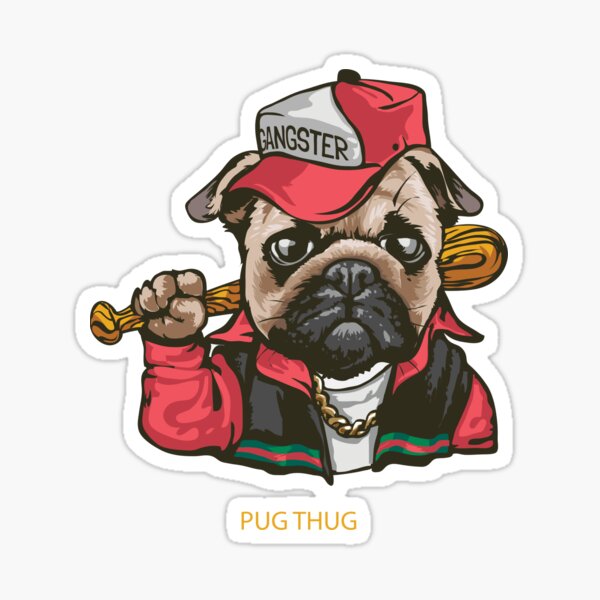 Vista previa del artículo con la obra «Pug matón», diseñado y vendido por wazoosi.
