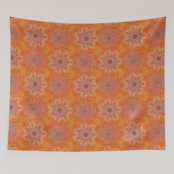 Item preview, orange floral pattern with guilloche effect designed and sold by rysunki-malunki.
