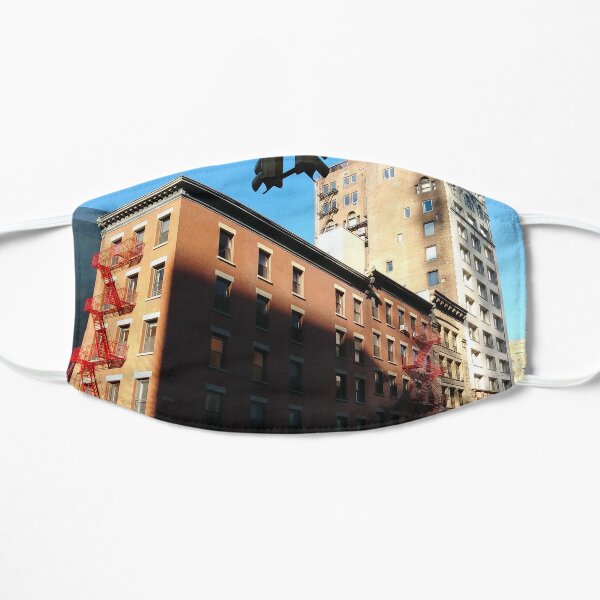 New York City, Manhattan, New York, downtown, #NeeYorkCity, #Manhattan, #NeeYork, #downtown, #buildings, #streets, #avenues, #skyscrapers, #cars, #pedestrians Flat Mask