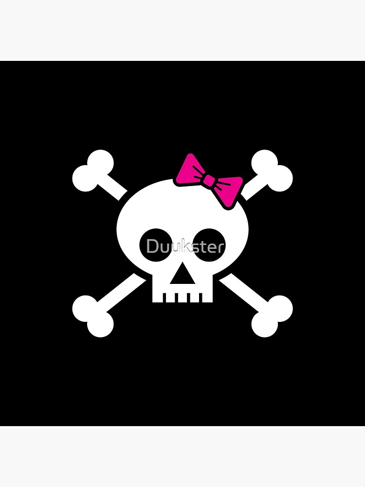 Girl pirate skull and bones with pink ribbon hair bow Poster for Sale by  Duukster